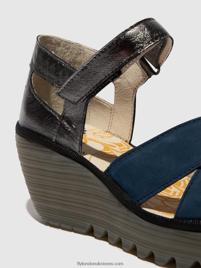 Ankle Strap Sandals YENT365 Women Fly London 4V24RT508 BLUE/GRAPHITE