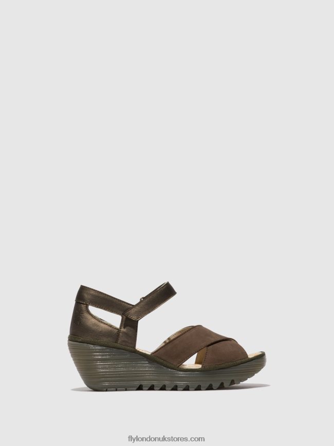 Ankle Strap Sandals YENT365 Women Fly London 4V24RT509 PEWTER