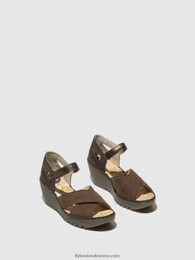 Ankle Strap Sandals YENT365 Women Fly London 4V24RT509 PEWTER