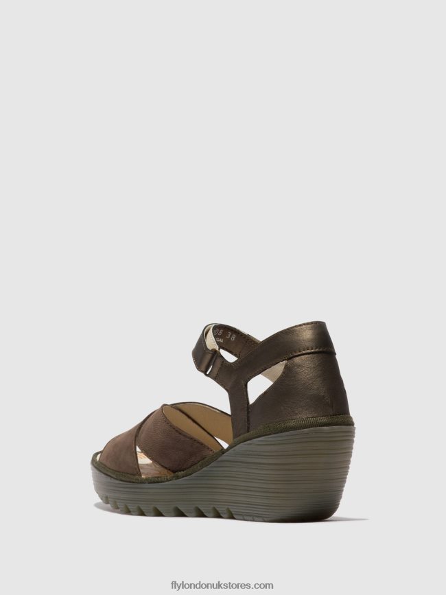 Ankle Strap Sandals YENT365 Women Fly London 4V24RT509 PEWTER