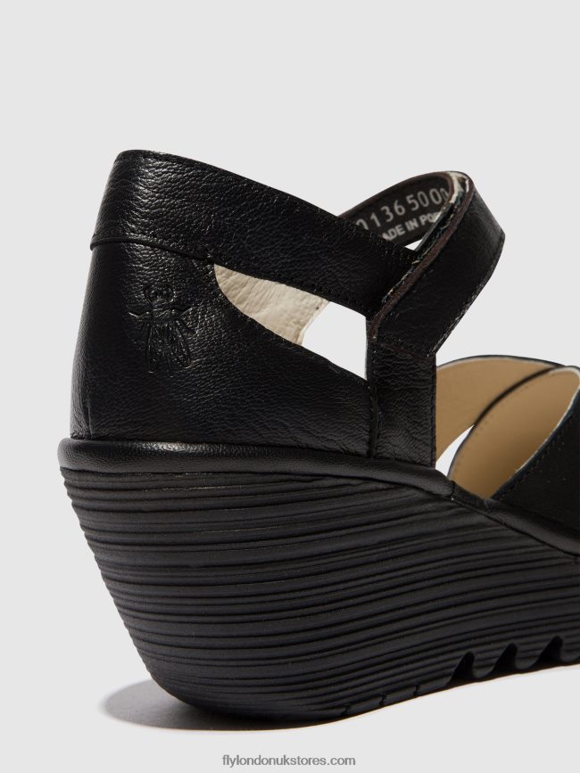 Ankle Strap Sandals YENT365 Women Fly London 4V24RT566 BLACK