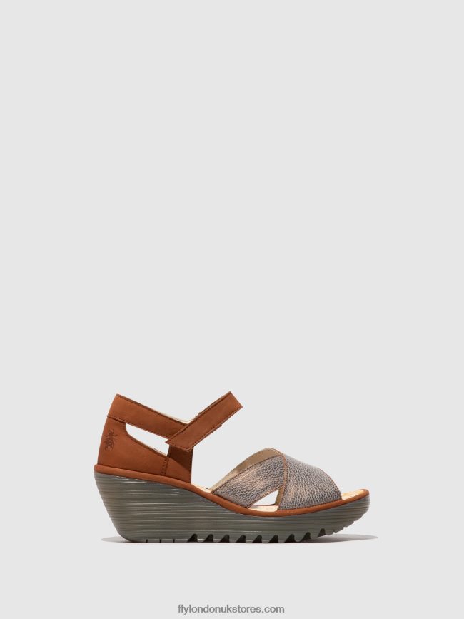 Ankle Strap Sandals YENT365 Women Fly London 4V24RT567 BRONZE/TAN