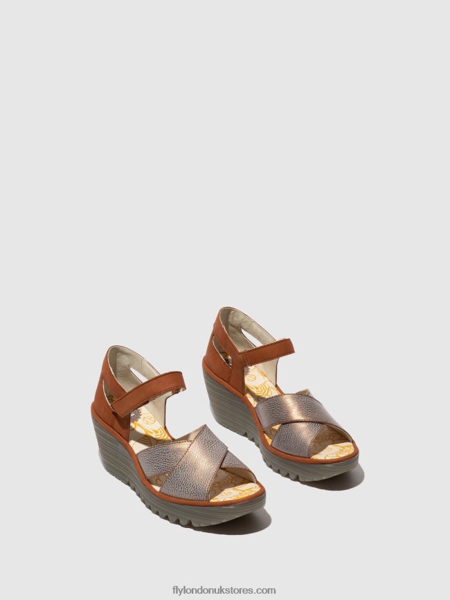Ankle Strap Sandals YENT365 Women Fly London 4V24RT567 BRONZE/TAN