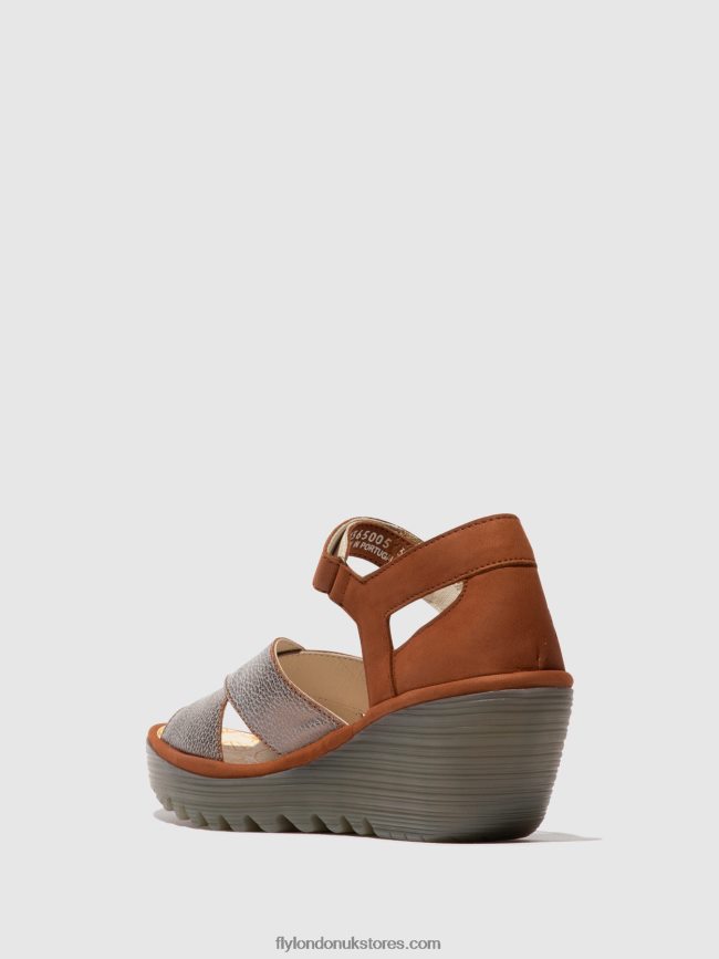 Ankle Strap Sandals YENT365 Women Fly London 4V24RT567 BRONZE/TAN