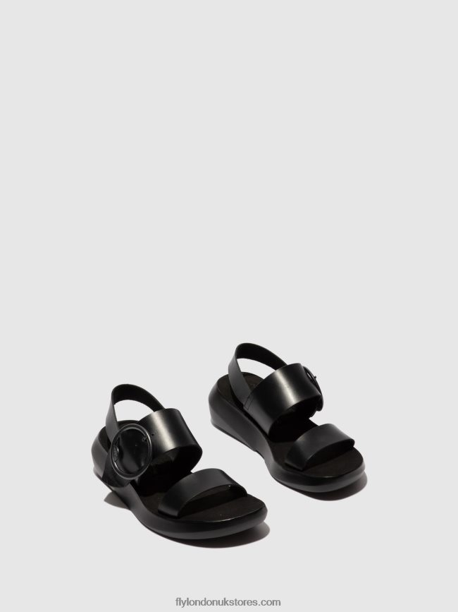 Buckle Sandals BANI739 Women Fly London 4V24RT611 BRIDLE BLACK