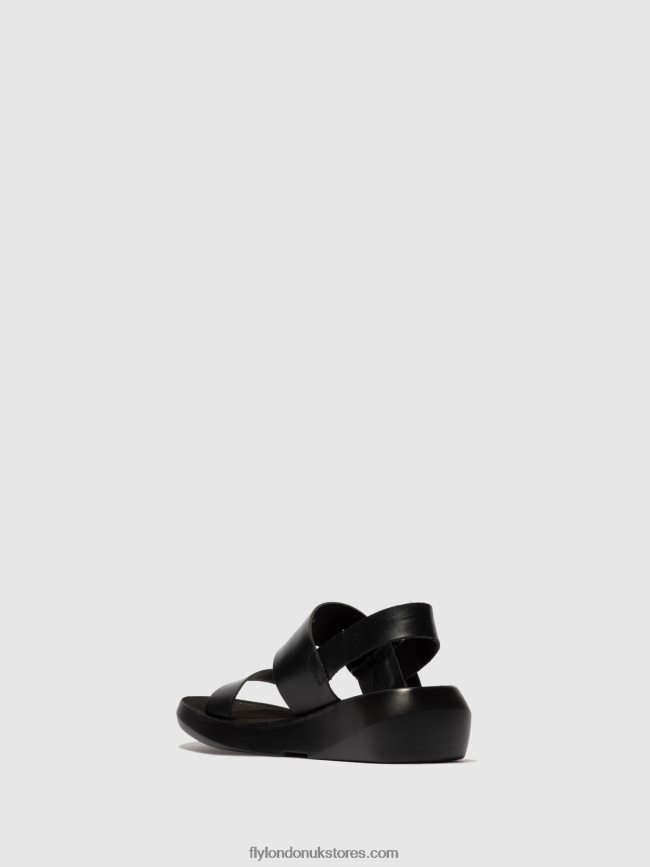 Buckle Sandals BANI739 Women Fly London 4V24RT611 BRIDLE BLACK