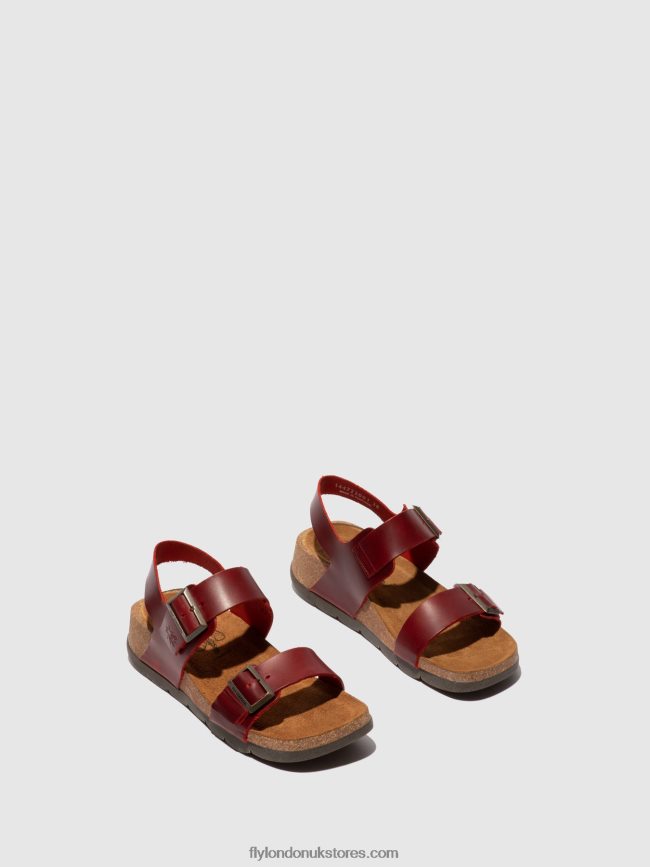Buckle Sandals CEKE722 Women Fly London 4V24RT606 BRIDLE RED