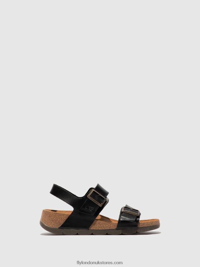 Buckle Sandals CEKE722 Women Fly London 4V24RT612 BRIDLE BLACK