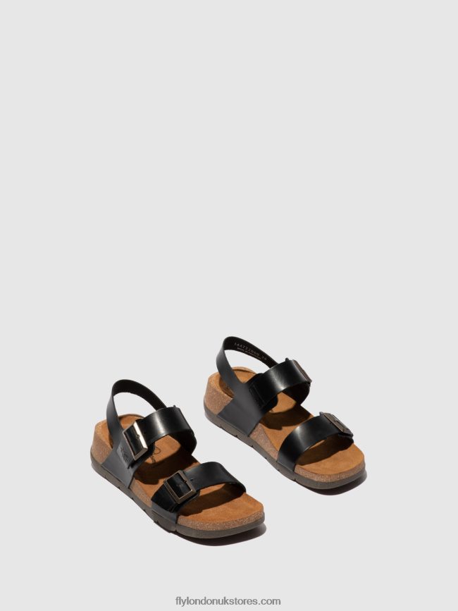 Buckle Sandals CEKE722 Women Fly London 4V24RT612 BRIDLE BLACK