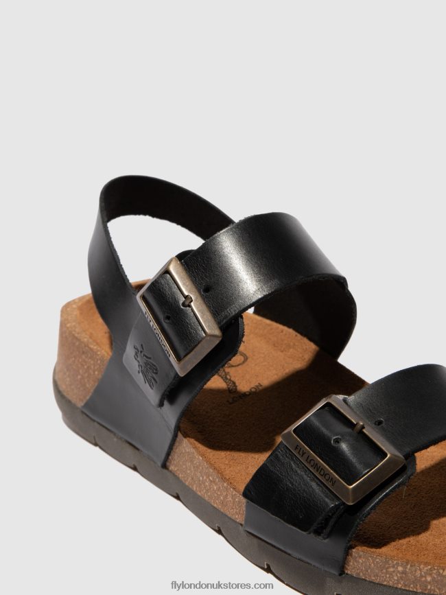 Buckle Sandals CEKE722 Women Fly London 4V24RT612 BRIDLE BLACK