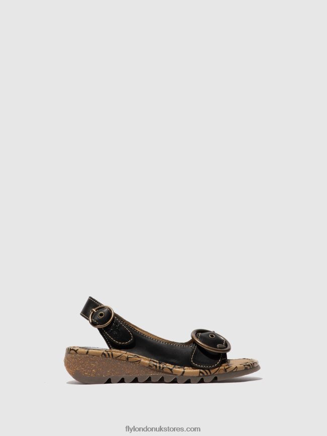 Buckle Sandals TRAM723 Women Fly London 4V24RT613 BLACK