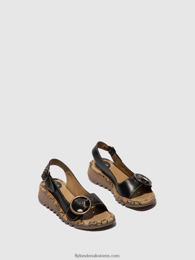 Buckle Sandals TRAM723 Women Fly London 4V24RT613 BLACK