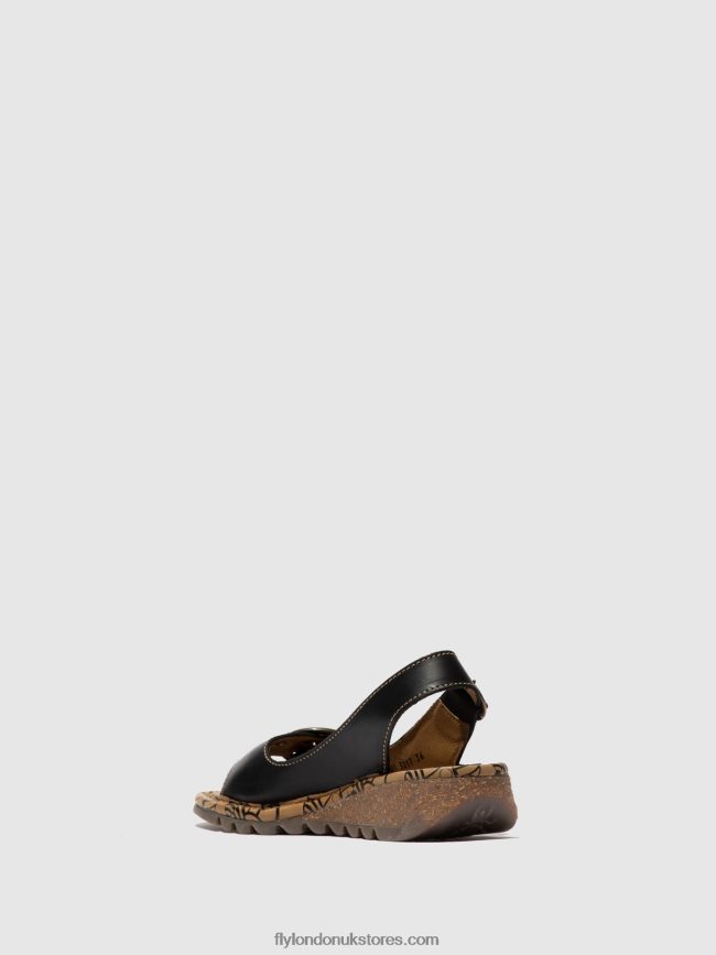 Buckle Sandals TRAM723 Women Fly London 4V24RT613 BLACK