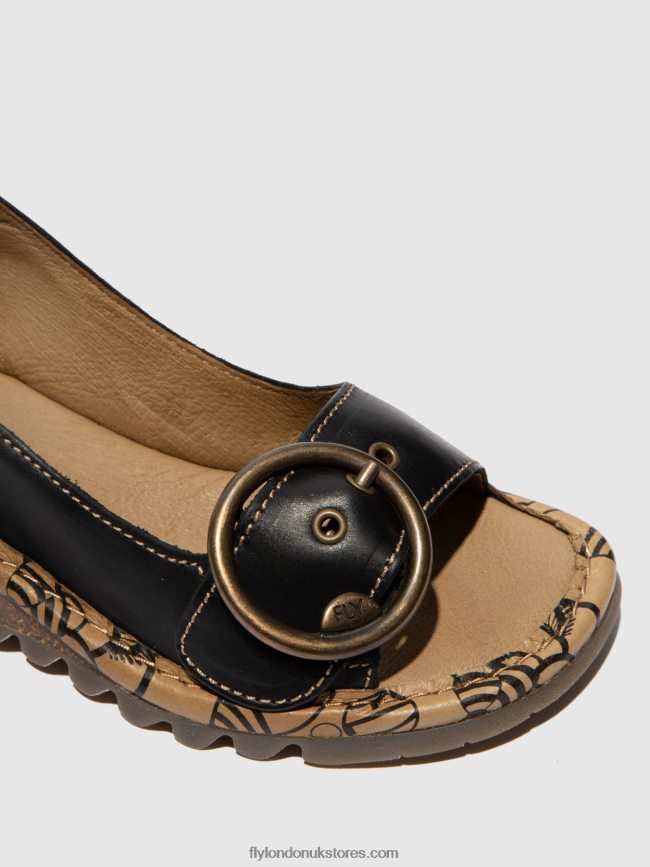 Buckle Sandals TRAM723 Women Fly London 4V24RT613 BLACK