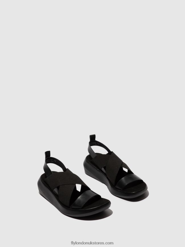 Crossover Sandals BAJI848 Women Fly London 4V24RT593 BLACK