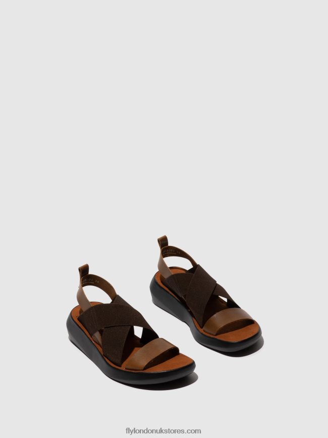 Crossover Sandals BAJI848 Women Fly London 4V24RT594 CAMEL