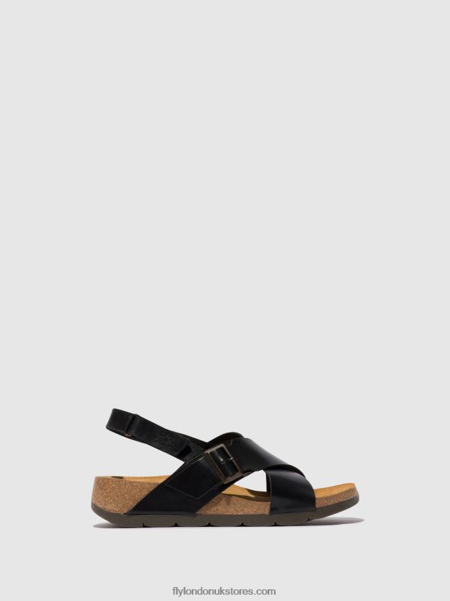 Crossover Sandals CHLO852 Women Fly London 4V24RT588 BLACK