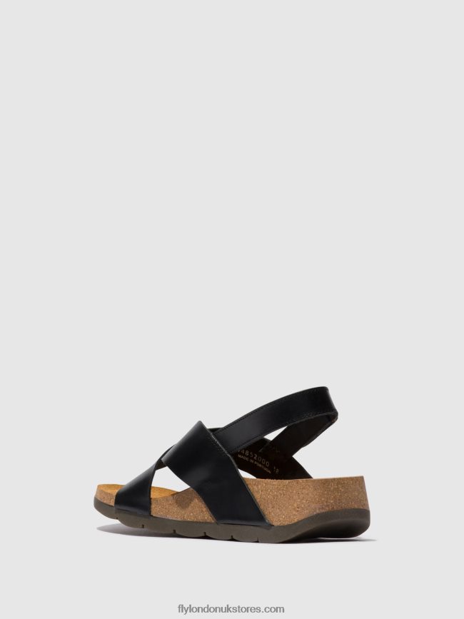 Crossover Sandals CHLO852 Women Fly London 4V24RT588 BLACK