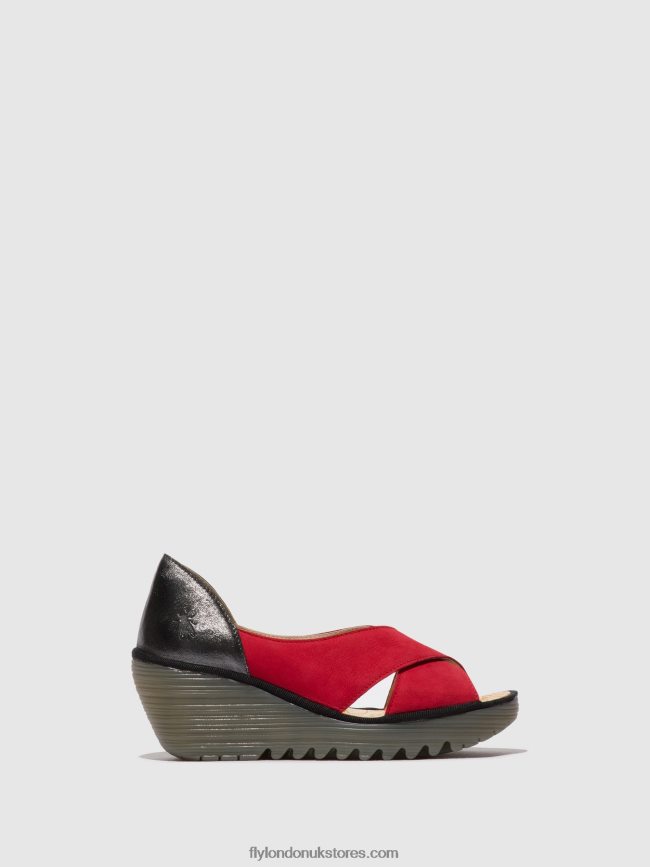 Crossover Sandals YOMA307 Women Fly London 4V24RT483 LIPSTICK RED/GRAPHITE