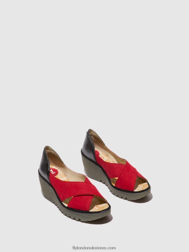 Crossover Sandals YOMA307 Women Fly London 4V24RT483 LIPSTICK RED/GRAPHITE