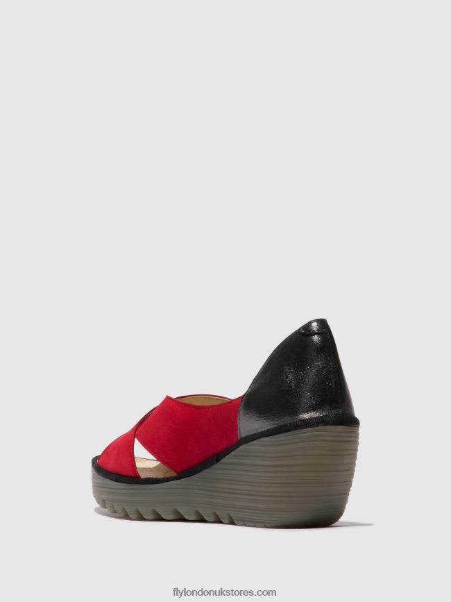 Crossover Sandals YOMA307 Women Fly London 4V24RT483 LIPSTICK RED/GRAPHITE