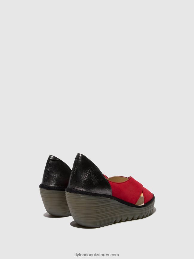 Crossover Sandals YOMA307 Women Fly London 4V24RT483 LIPSTICK RED/GRAPHITE