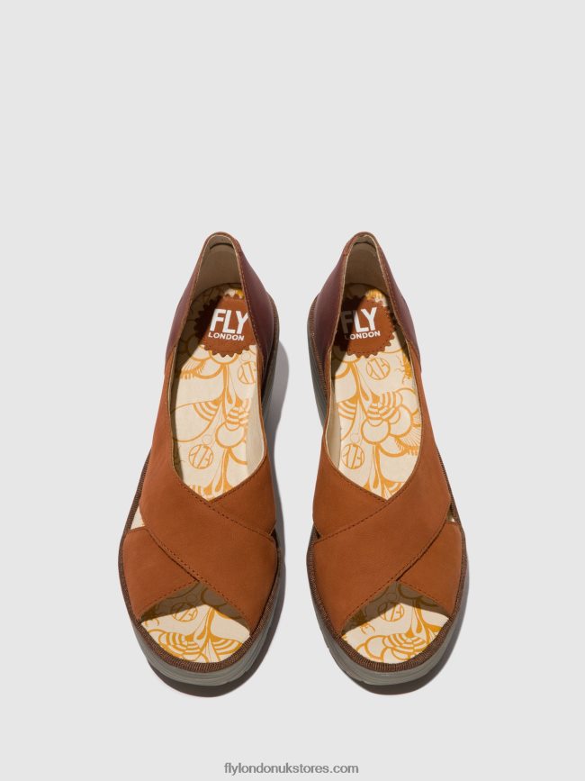 Crossover Sandals YOMA307 Women Fly London 4V24RT484 TAN/COPPER