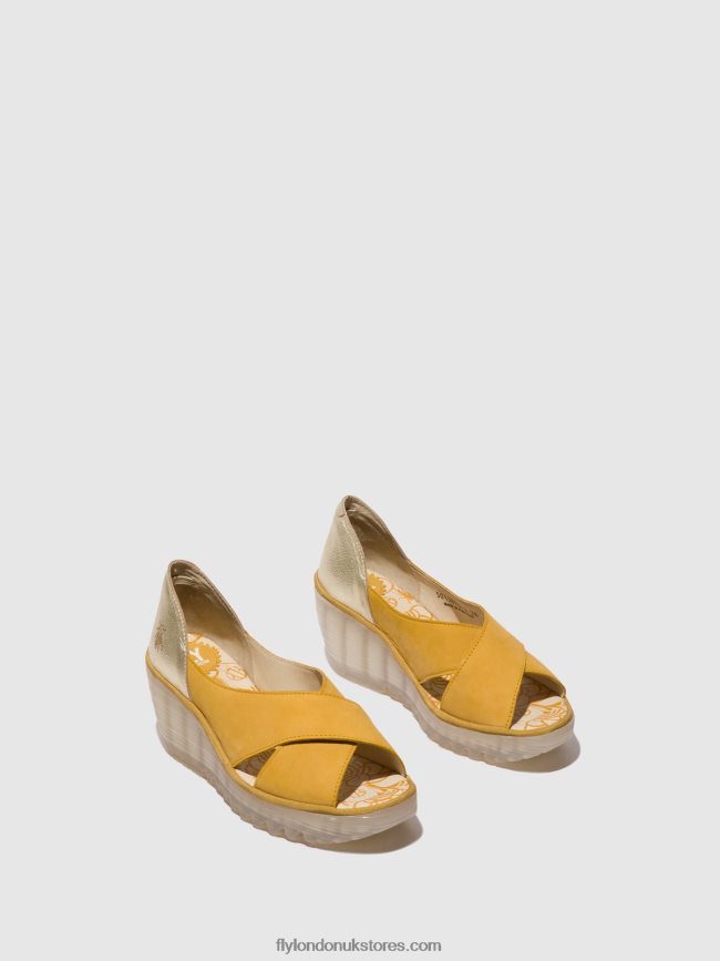 Crossover Sandals YOMA307 Women Fly London 4V24RT490 BUMBLEBEE/GOLD