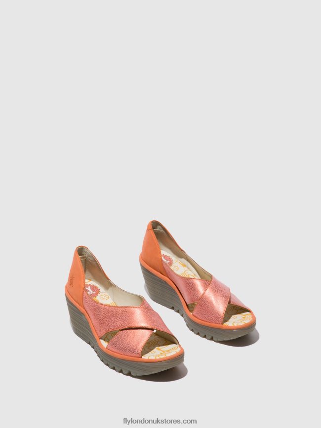 Crossover Sandals YOMA307 Women Fly London 4V24RT564 SALMON/PEACH