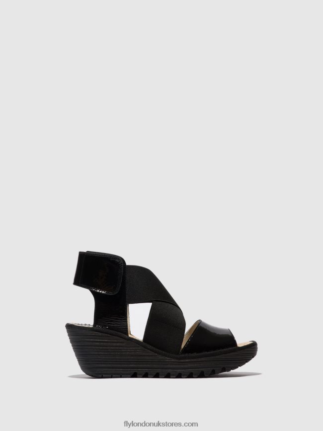 Crossover Sandals YUBA385 Women Fly London 4V24RT390 LUXOR BLACK