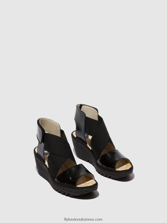 Crossover Sandals YUBA385 Women Fly London 4V24RT390 LUXOR BLACK