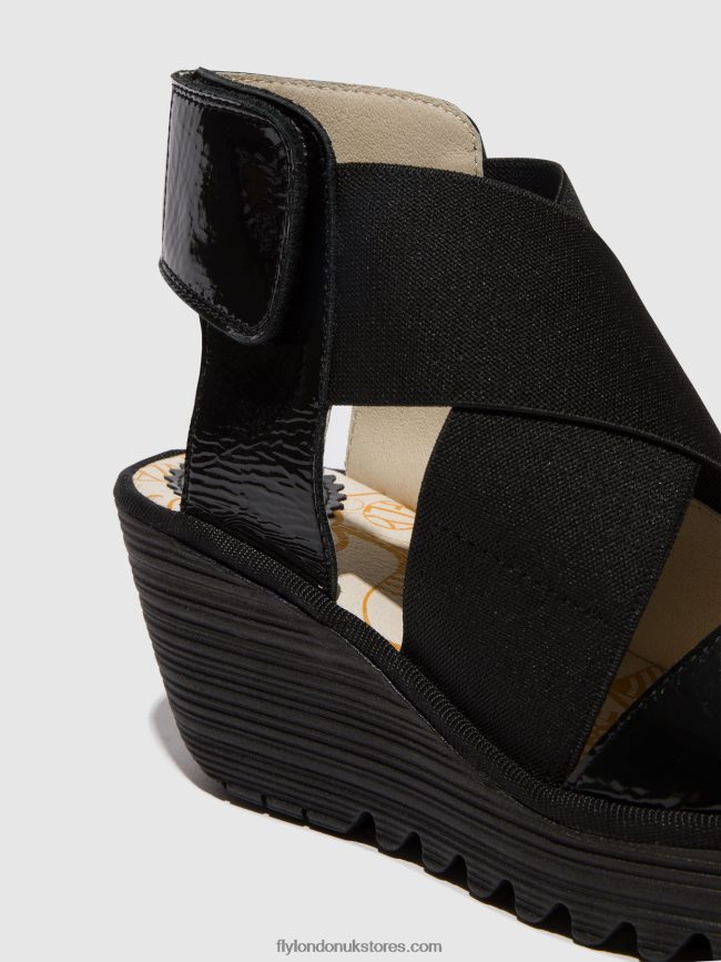 Crossover Sandals YUBA385 Women Fly London 4V24RT390 LUXOR BLACK