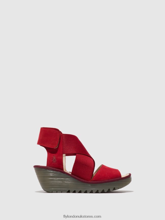 Crossover Sandals YUBA385 Women Fly London 4V24RT486 LIPSTICK RED