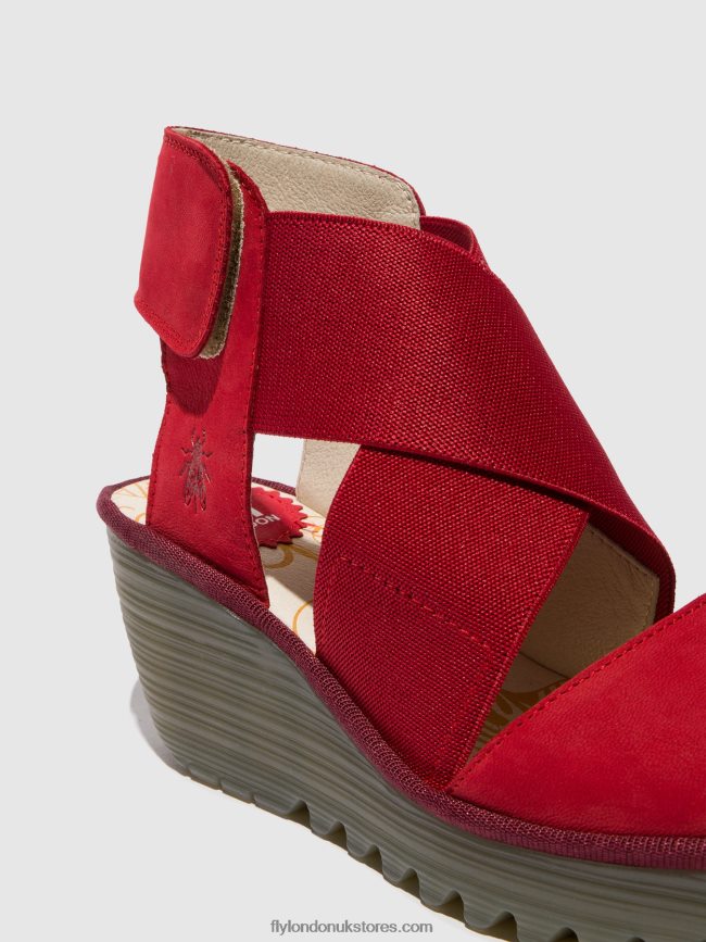 Crossover Sandals YUBA385 Women Fly London 4V24RT486 LIPSTICK RED