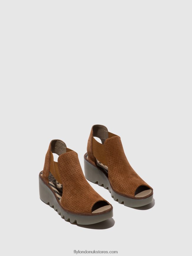 Elasticated Sandals BIGA412 Women Fly London 4V24RT479 COGNAC