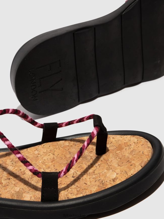 Lace-up Sandals TACE874 Women Fly London 4V24RT550 BLACK(PURPLE)