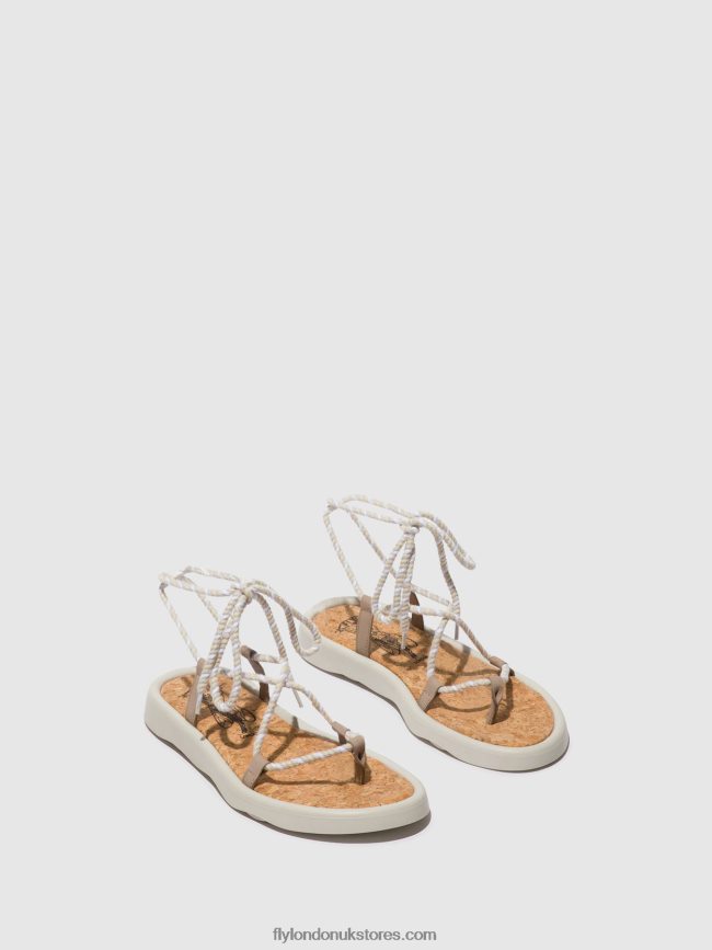 Lace-up Sandals TACE874 Women Fly London 4V24RT552 CONCRETE(OFFWHITE)