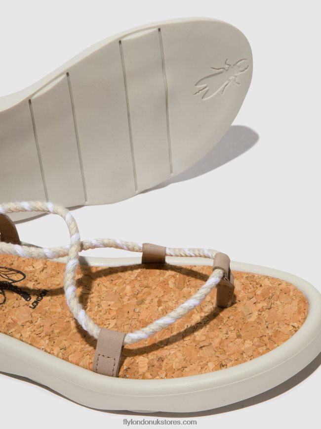 Lace-up Sandals TACE874 Women Fly London 4V24RT552 CONCRETE(OFFWHITE)
