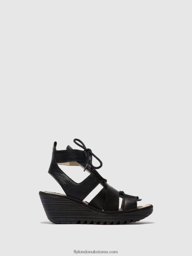 Lace-up Sandals YACA413 Women Fly London 4V24RT473 BLACK
