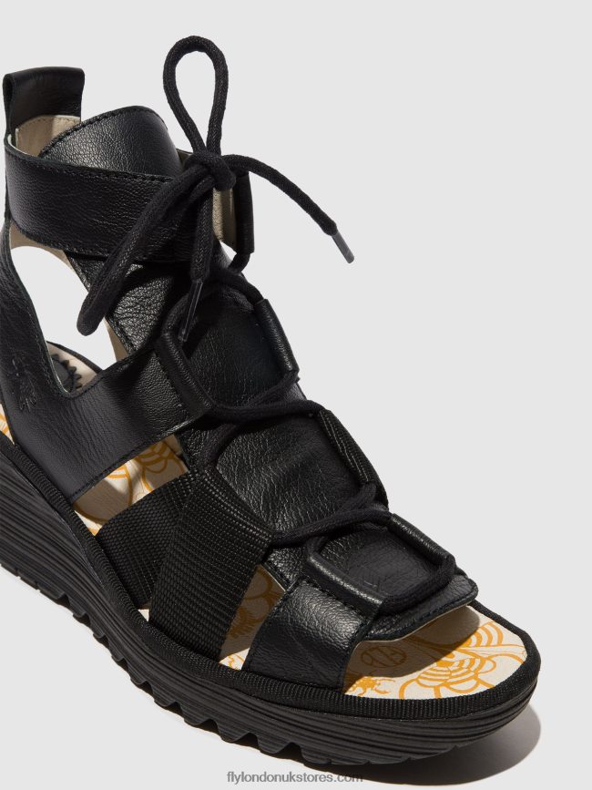 Lace-up Sandals YACA413 Women Fly London 4V24RT473 BLACK