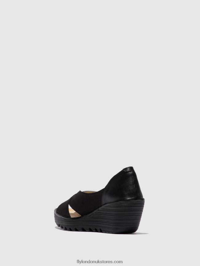 Open Toe Sandals YOMA307 Women Fly London 4V24RT597 CUPIDO/MOUSSE BLACK