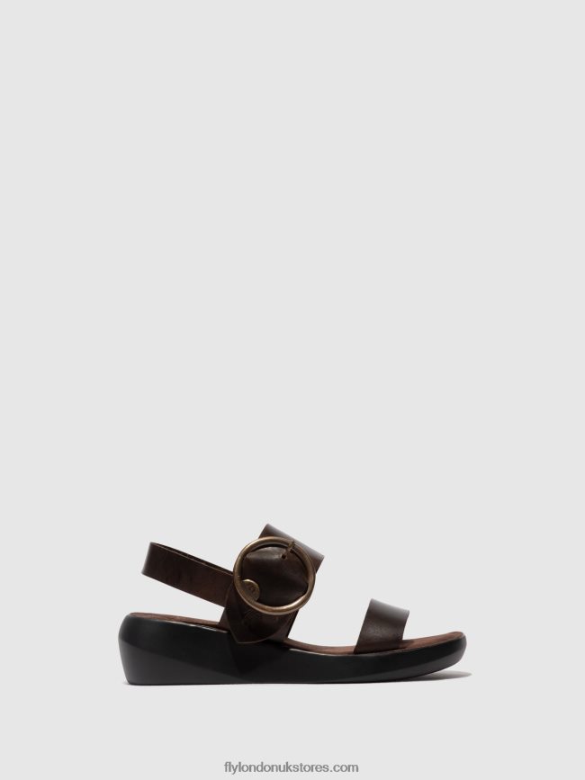 Sling-Back Sandals BANI739 Women Fly London 4V24RT468 DARK BROWN