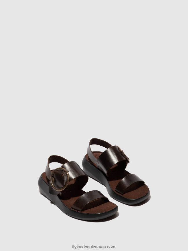 Sling-Back Sandals BANI739 Women Fly London 4V24RT468 DARK BROWN