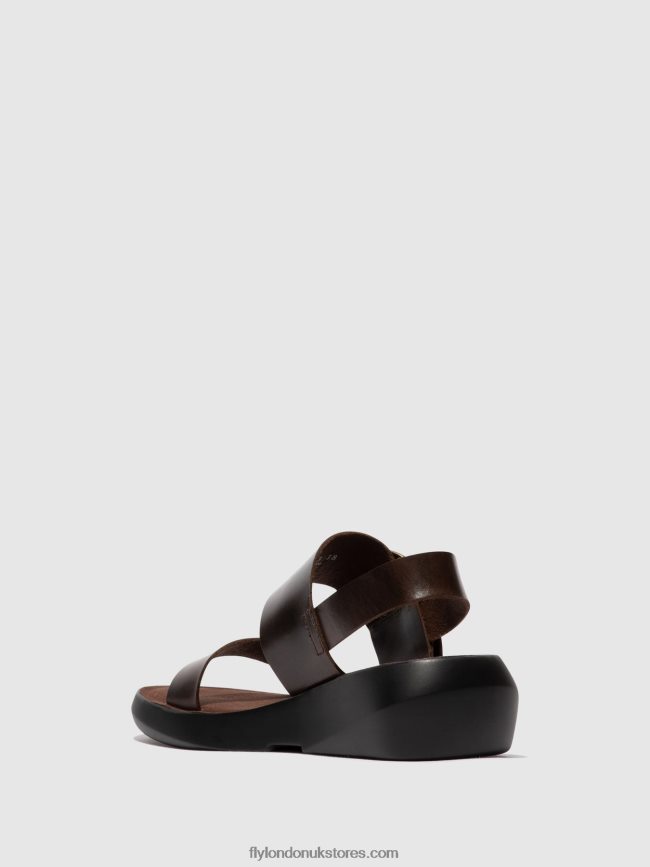Sling-Back Sandals BANI739 Women Fly London 4V24RT468 DARK BROWN