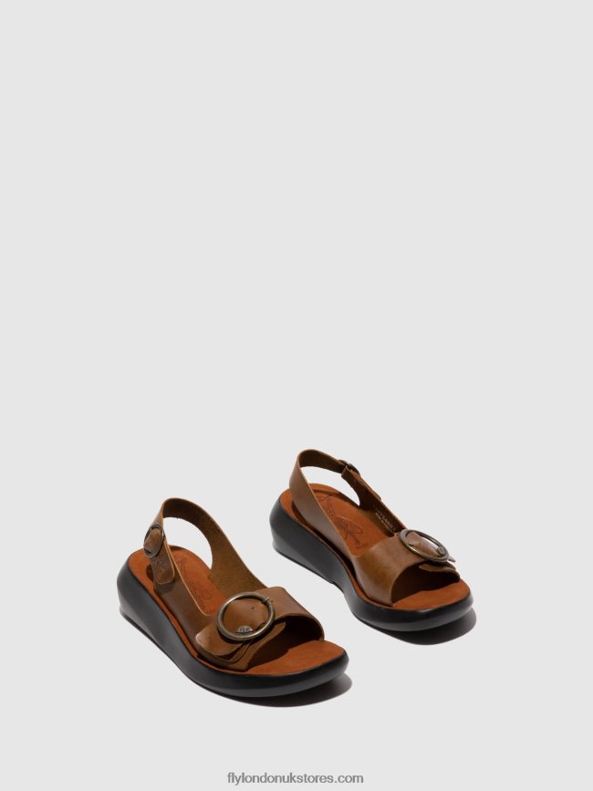 Sling-Back Sandals BERK754 Women Fly London 4V24RT602 BRIDLE CAMEL