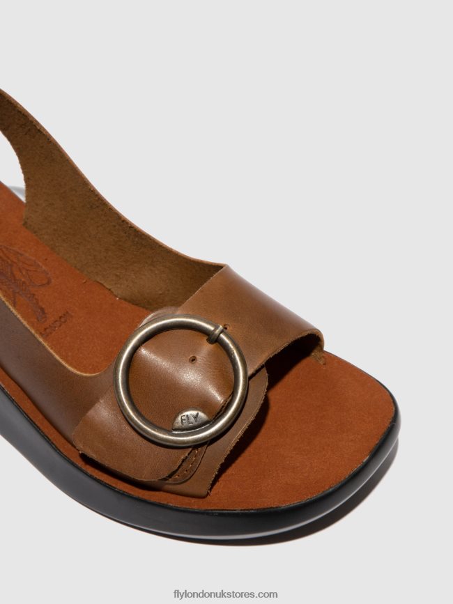 Sling-Back Sandals BERK754 Women Fly London 4V24RT602 BRIDLE CAMEL