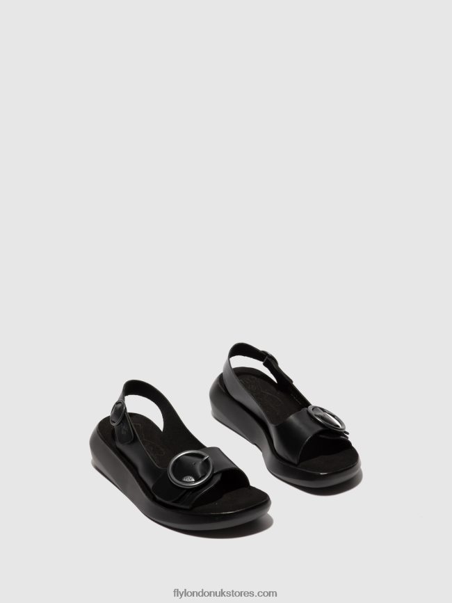 Sling-Back Sandals BERK754 Women Fly London 4V24RT603 BRIDLE BLACK