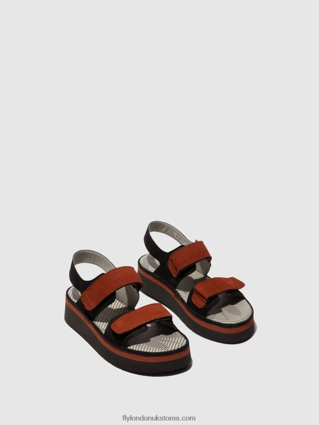 Sling-Back Sandals CORI377 Women Fly London 4V24RT576 BLACK/BRICK
