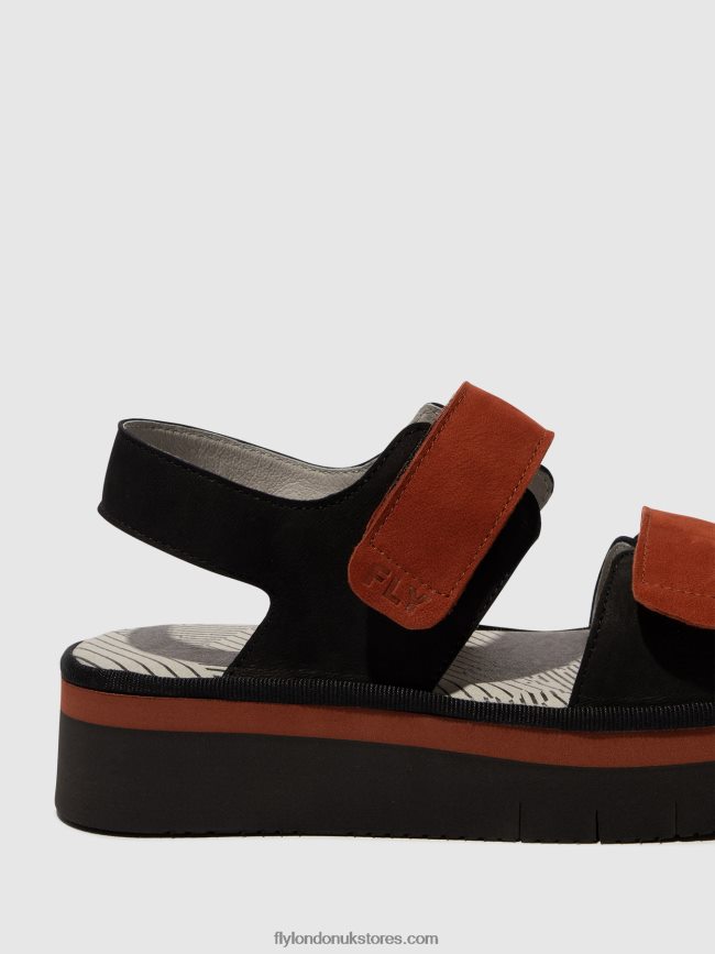 Sling-Back Sandals CORI377 Women Fly London 4V24RT576 BLACK/BRICK