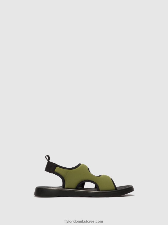Sling-Back Sandals TREQ930 Women Fly London 4V24RT451 OLIVE/BLACK